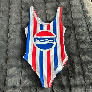 Women’s Pepsi Striped Red, White & Blue Bodysuit - Never Worn (Medium)